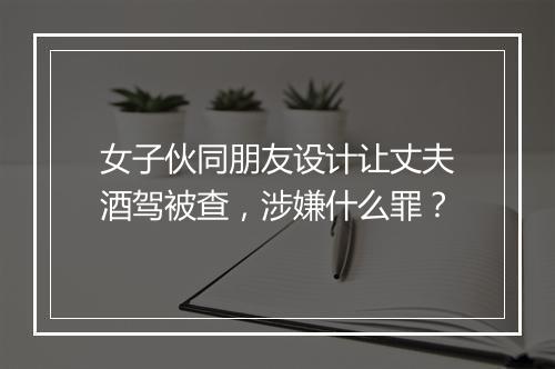 女子伙同朋友设计让丈夫酒驾被查，涉嫌什么罪？