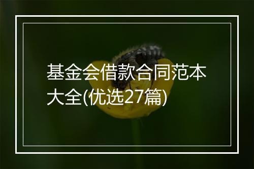 基金会借款合同范本大全(优选27篇)