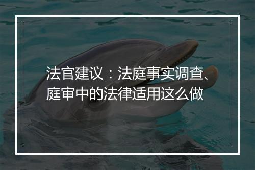 法官建议：法庭事实调查、庭审中的法律适用这么做