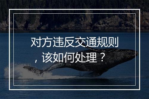 对方违反交通规则，该如何处理？