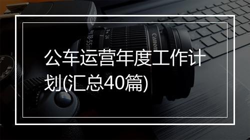 公车运营年度工作计划(汇总40篇)