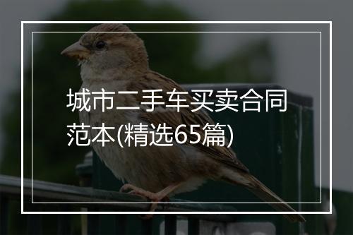 城市二手车买卖合同范本(精选65篇)