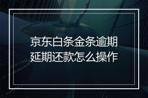 京东白条金条逾期延期还款怎么操作
