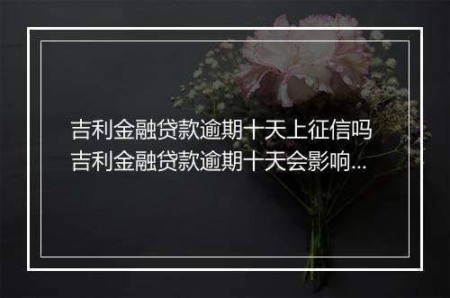 吉利金融贷款逾期十天上征信吗 吉利金融贷款逾期十天会影响个人信用吗？