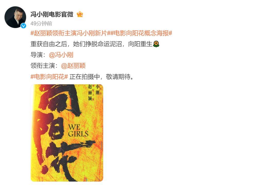 电影《向阳·花》官宣：赵丽颖领衔主演冯小刚新片