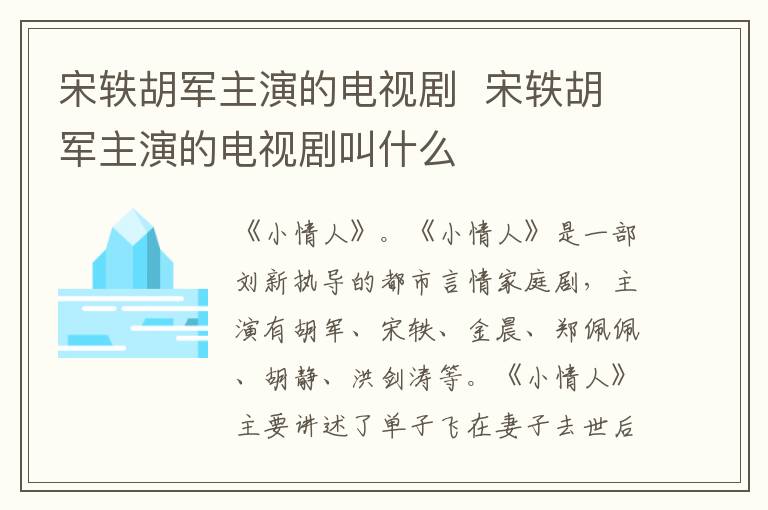 宋轶胡军主演的电视剧  宋轶胡军主演的电视剧叫什么