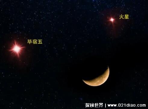 月亮诡异的笑，红色笑脸是天文现象(双星伴月奇观)