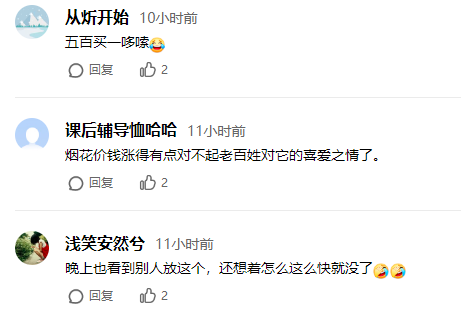 “500块的烟花 3秒钟的快乐” 网友：手机刚掏出来，还没拍呢